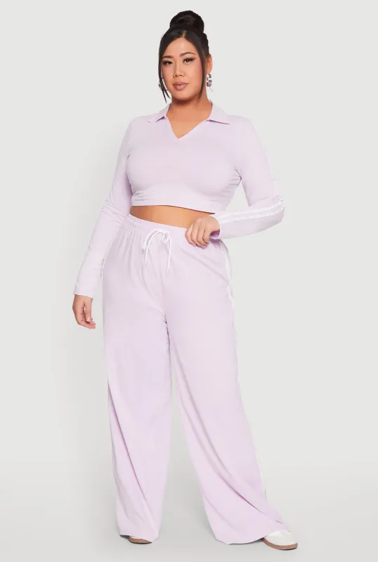 Plus Size Daisy Mineral Wash Varsity Stripe Sweatpants sold by Rainbow