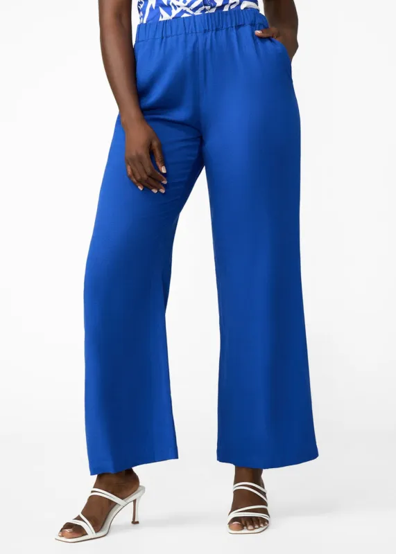 Nahema Women's Linen Blend Wide Leg Pants (Cobalt) sold by D'iyanu