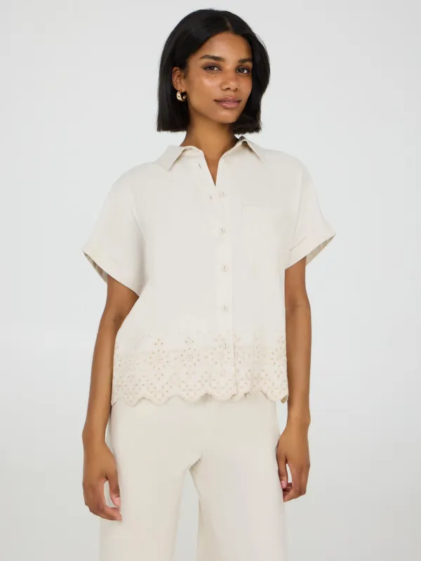 Short Sleeve Linen Blouse sold by Suzy Shier