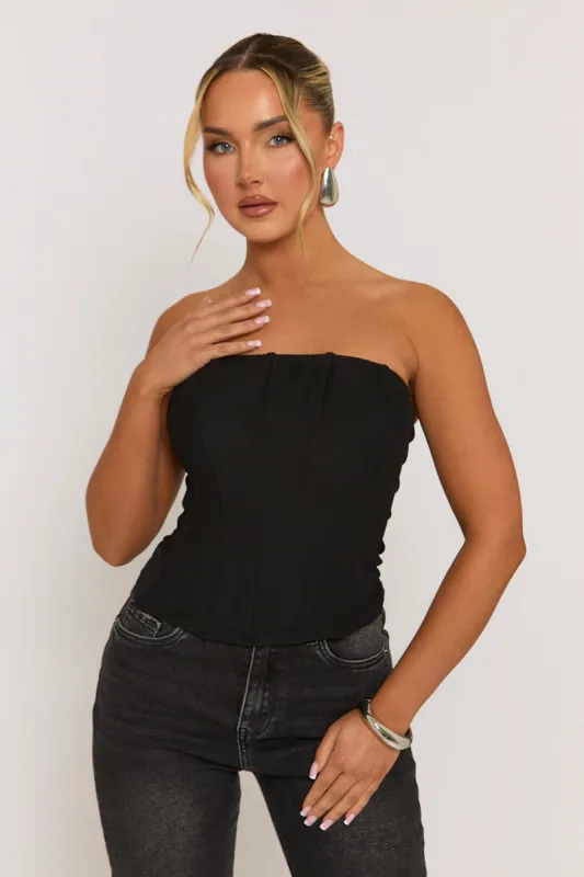 Black Boned Corset Top - Natalya sold by Rebellious Fashion