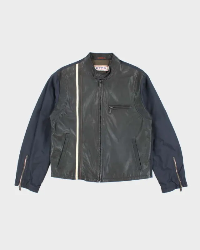 Vintage Y2K Etro Leather Zip Up Biker Style Jacket - M sold by Rokit