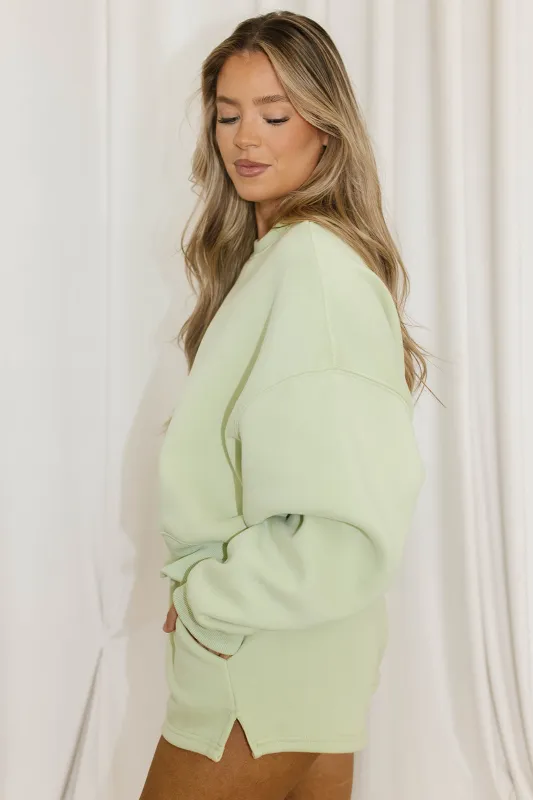 Comfy Cozy Sweatshirt in Sage Lime - Bottoms Sold Separately sold by Worth Collective
