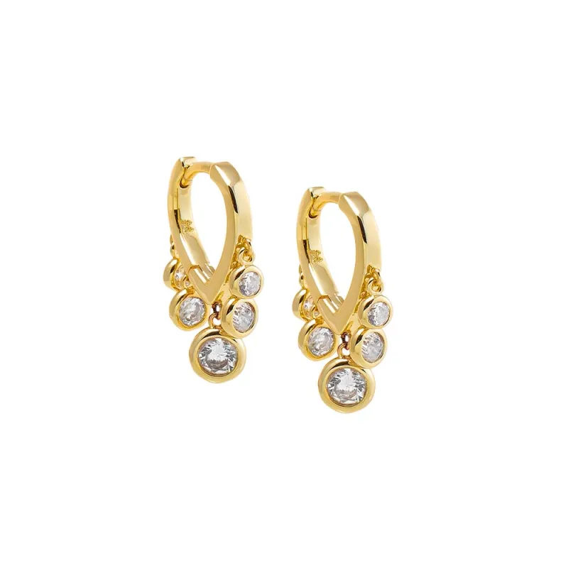 Graduated CZ Dangling Bezel Huggie Earring sold by Adina Eden's