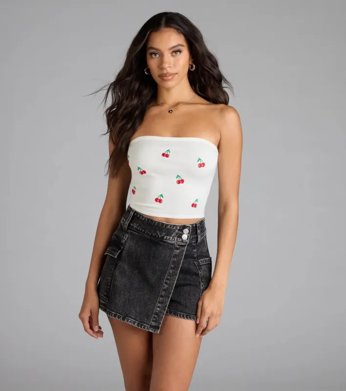 Trending Moment High-Rise Wrap Denim Skort sold by Windsor