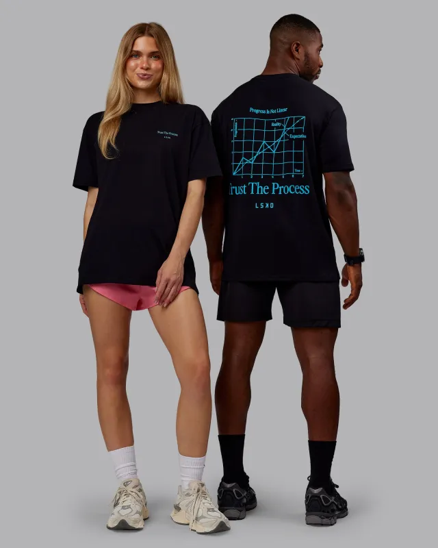 Trust The Process 2.0 FLXCotton Tee Oversize - Black-Blue Atoll sold by LSKD