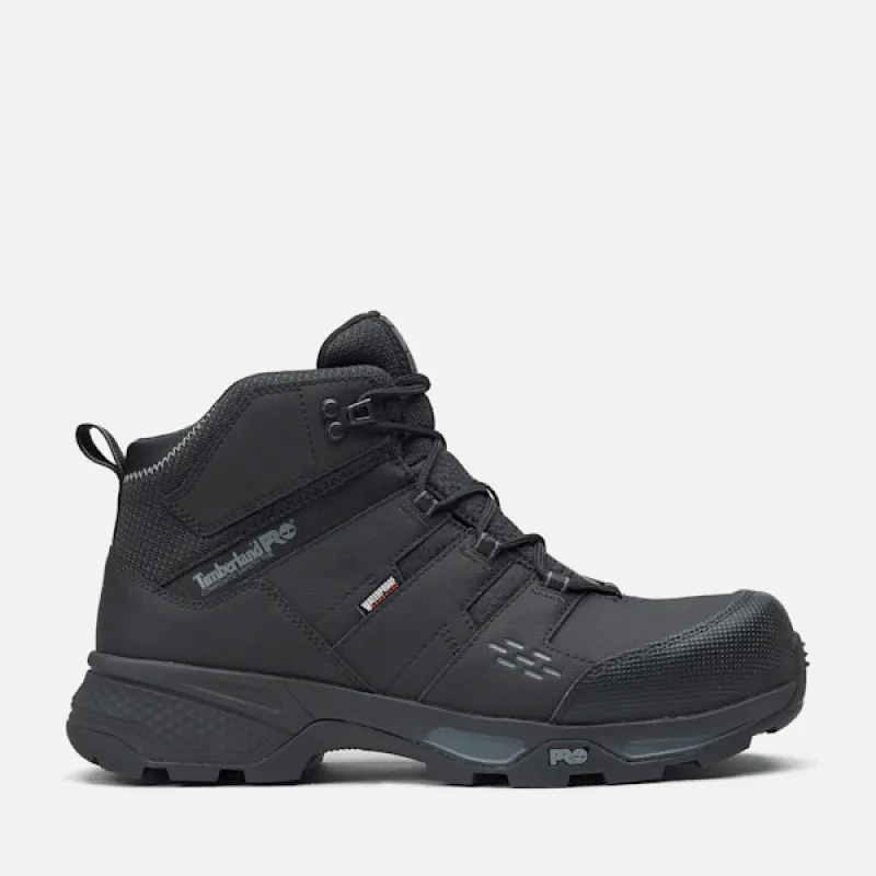 Timberland Men's Switchback Comp-Toe Waterproof Work Boot in Black W Grey sold by Timberland