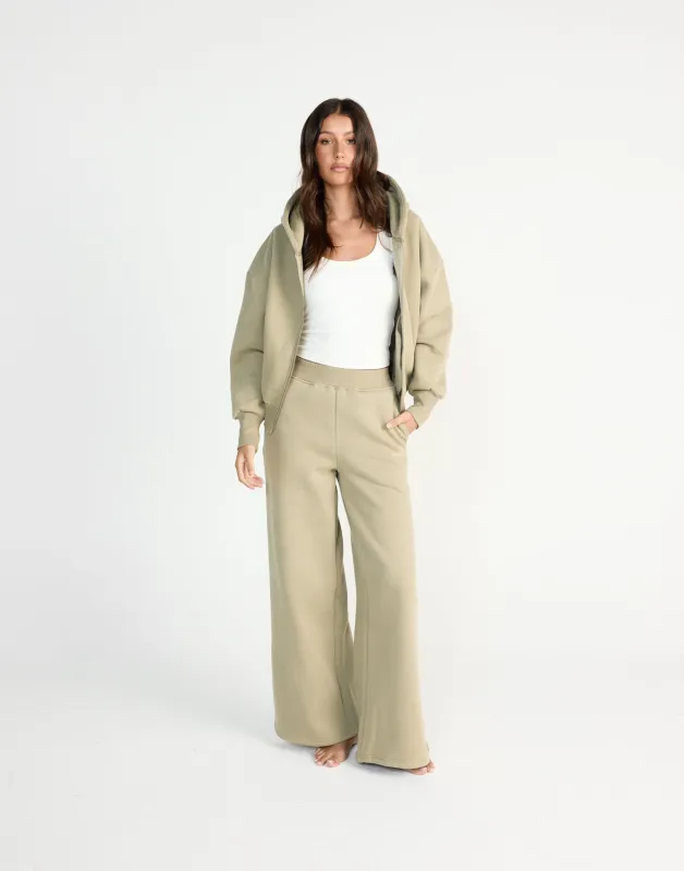 River Wide Leg Tracksuit Pants (Matcha) sold by Charcoal Clothing