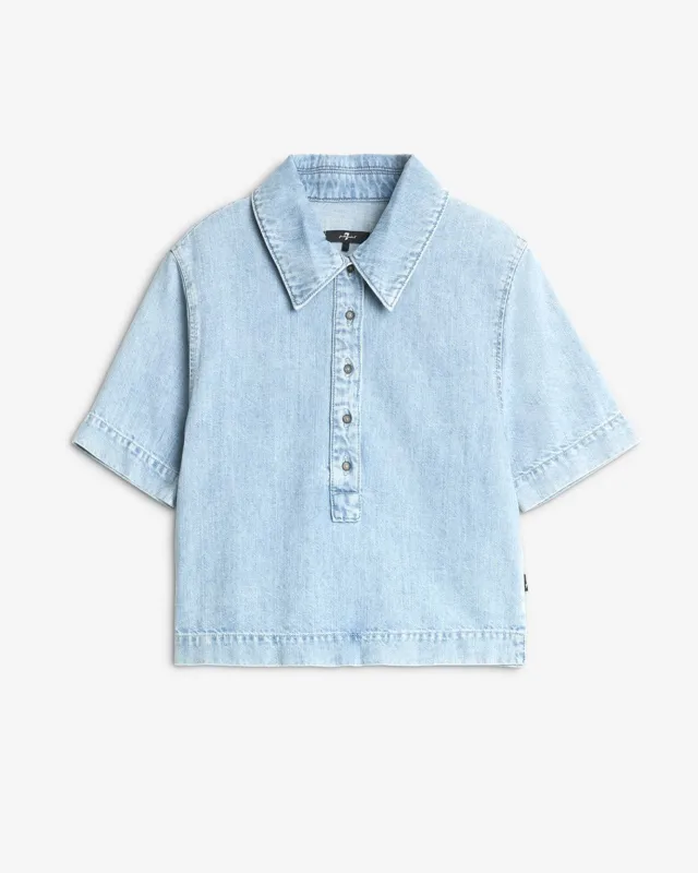 Indigo Linen Polo in Kansas sold by 7 For All Mankind