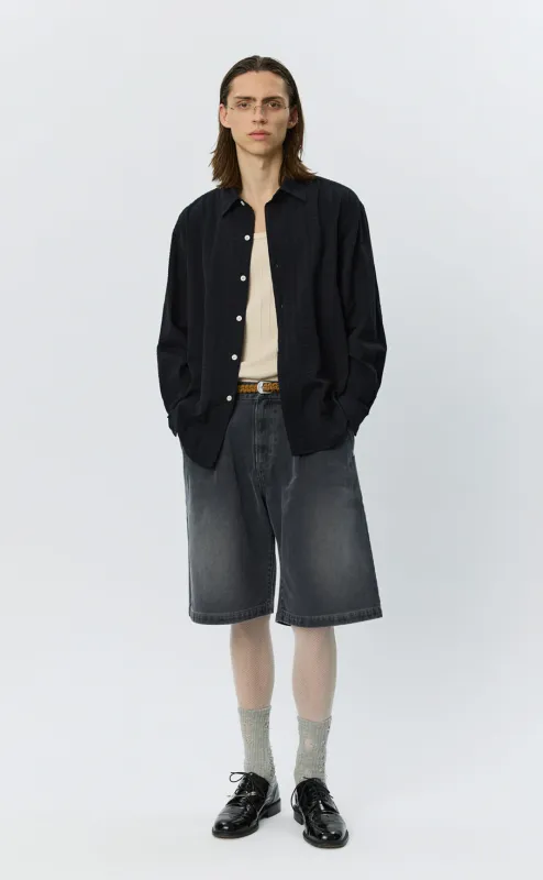 Generous Shirt - Black Wavy Stripe sold by mfpen Mens