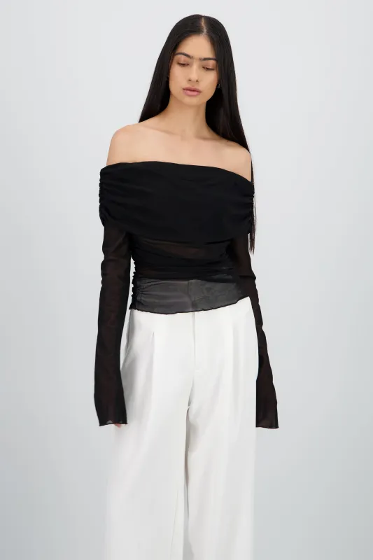 Top off shoulder mesh plisado Hypsters sold by Shasa