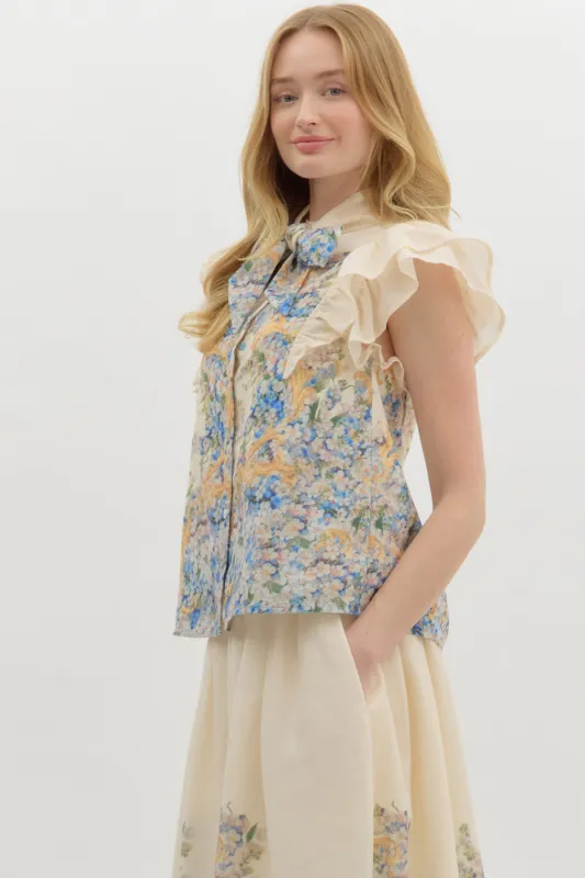 Gabrielle Floral Printed Button Down Top sold by fab'rik