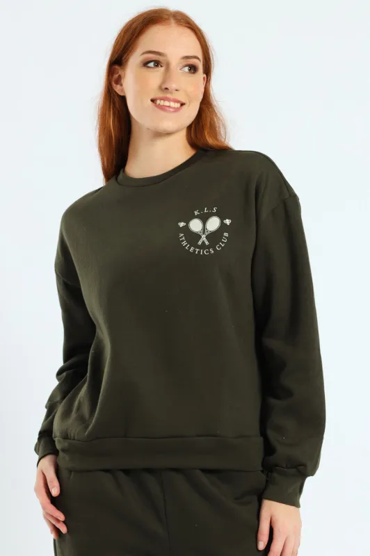 Long Sleeve Printed Screen Pullover - Dark Fatigue sold by Edgars
