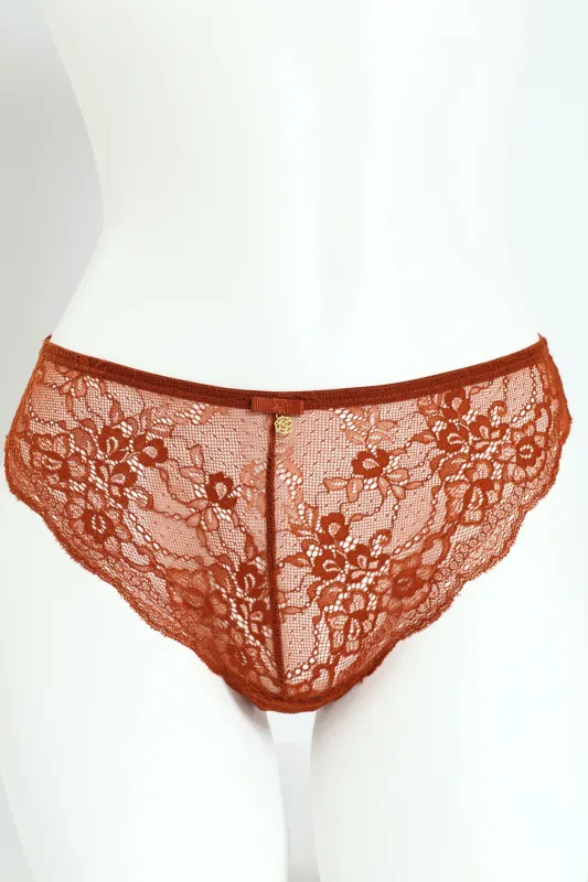 Lace High Waist Thong Panty - Rust sold by Edgars
