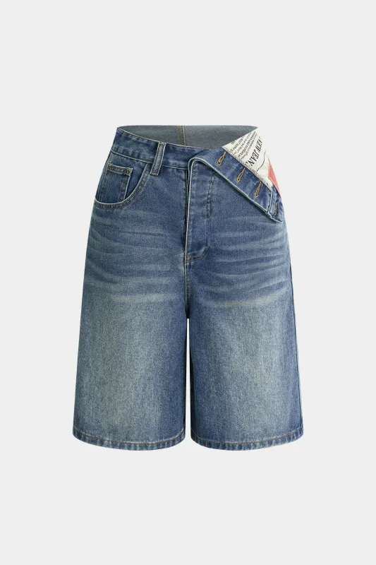 Denim asymmetriske lommehorts sold by Micas