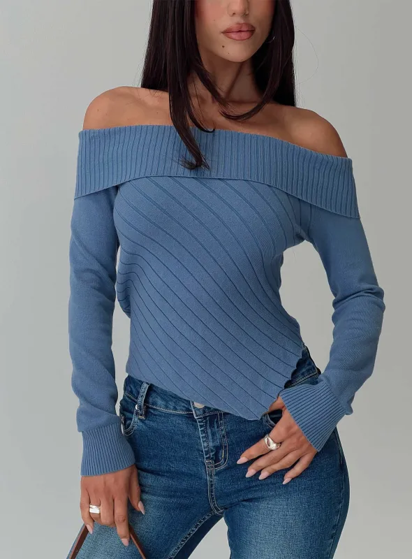 Brisa Long Sleeve Top Blue sold by Princess Polly