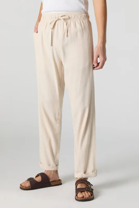 Linen-Blend Drawstring Pant sold by Urban Planet