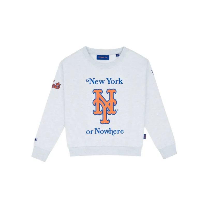 New York or Nowhere x New York Mets Youth Chrome White Crewneck sold by New Era