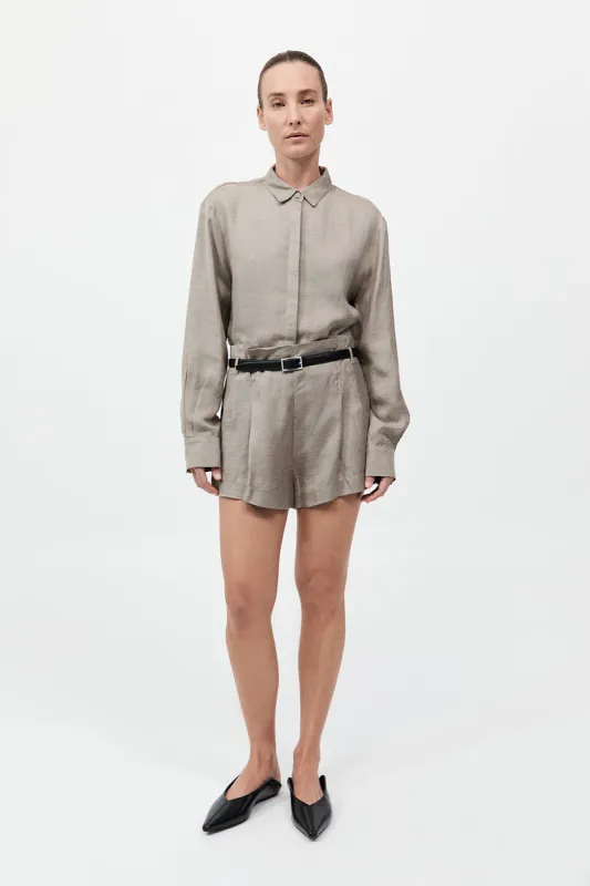 Melange Paperbag Waist Shorts - Rye sold by St. Agni