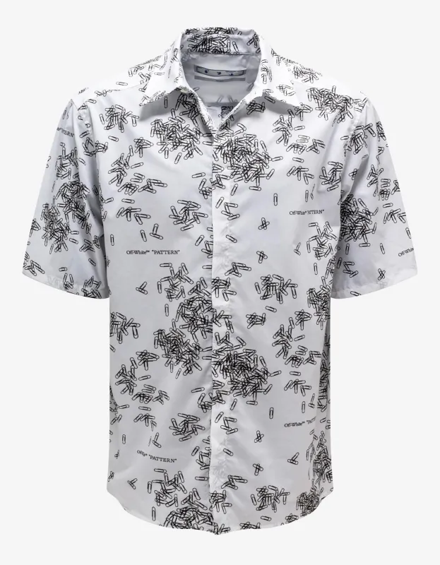 Off-White White Paperclip Print Shirt sold by Zoo Fashions