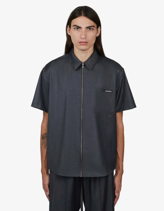 Nahmias Grey Short Sleeve Zip Shirt sold by Zoo Fashions
