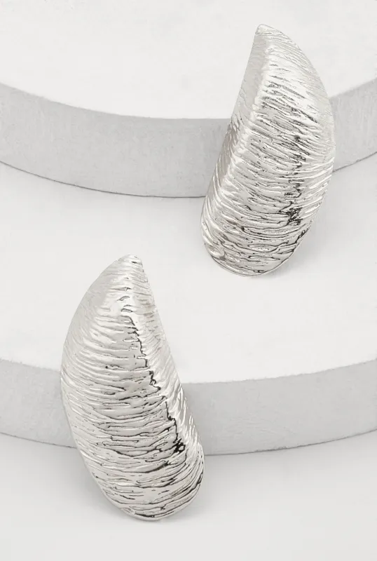 Textured Metallic Statement Earrings sold by Rainbow