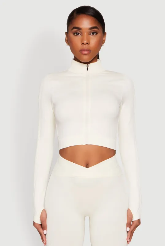 Seamless Mineral Wash Crop Track Jacket sold by Rainbow
