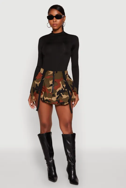 Camo Tabbed Mini Bubble Skirt sold by Rainbow