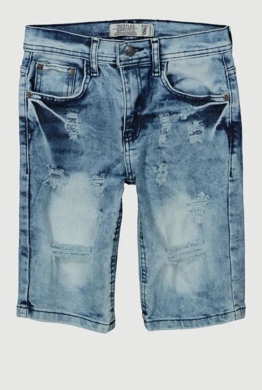 Boys Denim Distressed Shorts sold by Rainbow