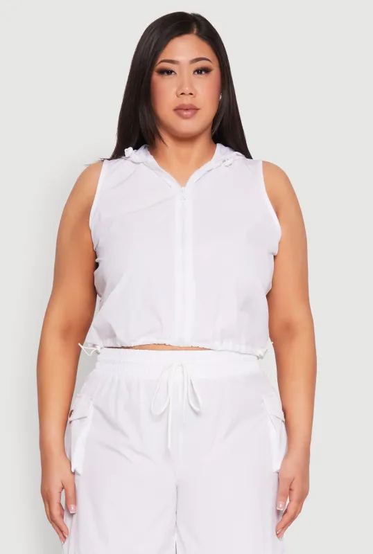 Plus Size Toggle Drawstring Hem Crop Top sold by Rainbow