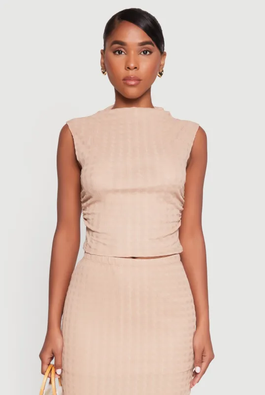 Ruched Funnel Neck Sleeveless Top sold by Rainbow