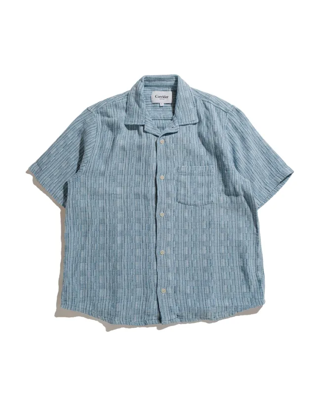 Corridor Rainbow Weave SS Camp Indigo sold by Lost & Found