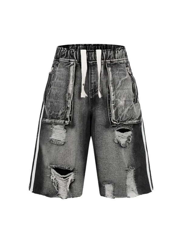 Distressed Cargo Denim Shorts - 2378 sold by Thesupermade