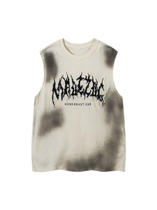 Letter Patchwork Gradient Tank Top sold by Thesupermade