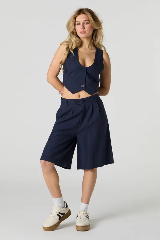Linen-Blend Bermuda Dress Short sold by Charlotte Russe