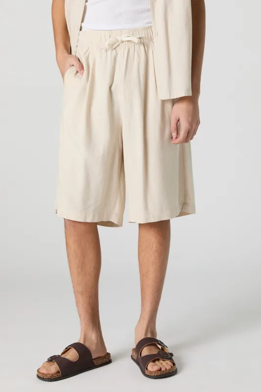 Linen-Blend Longline Short sold by Charlotte Russe