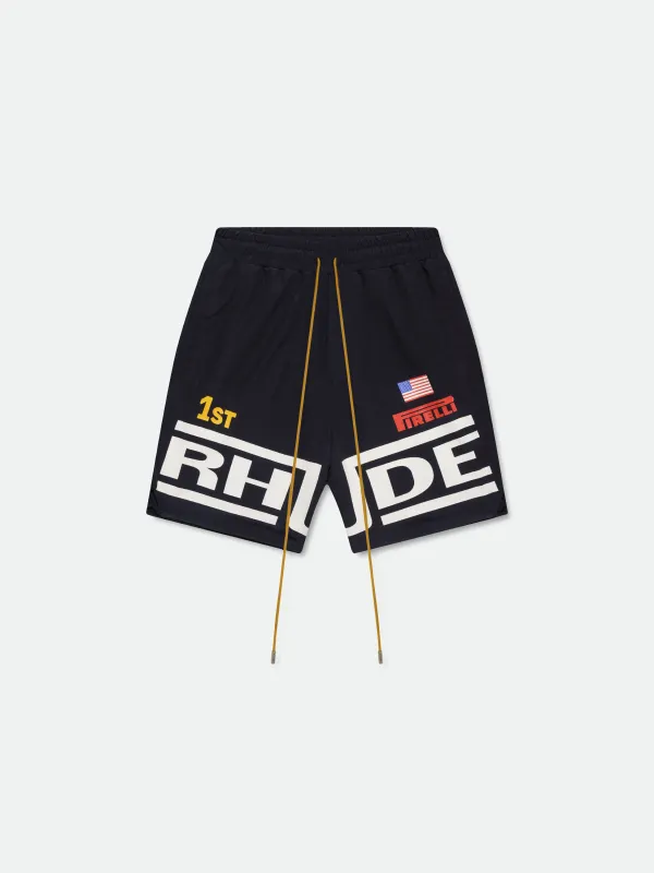 RHUDE CHAMPIONS LOGO SHORTS sold by Rhude