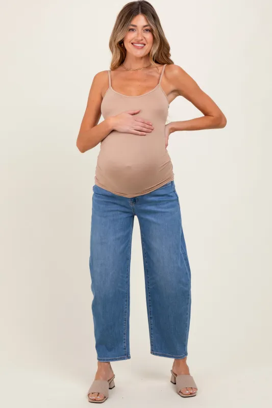 Blue Classic Wash Barrel Leg Maternity Jeans sold by Pinkblush