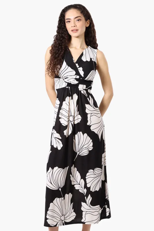 Beechers Brook Floral Padded Crossover Maxi Dress - Black sold by Fairweather