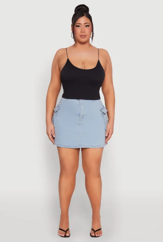 Plus Size Daisy Denim Cargo Skirt sold by Rainbow