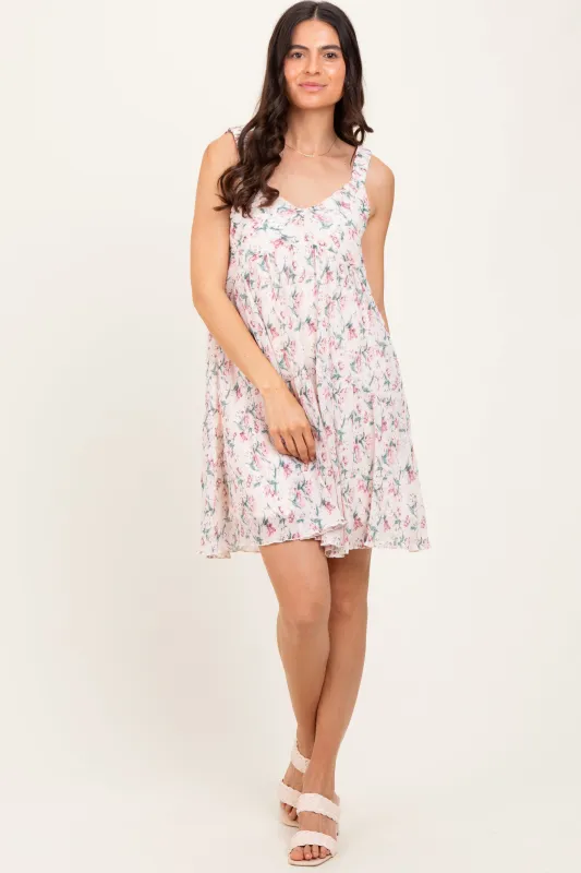 Pink Floral Plisse Texture Mini Dress sold by Pinkblush