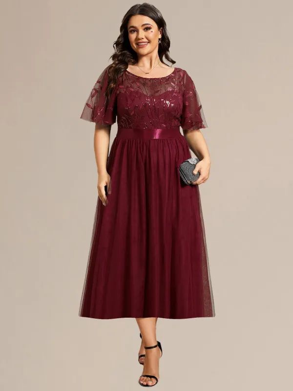 pretty TAYLOR|Plus Size Sequin Leaf Midi Evening Dress sold by Ever Pretty