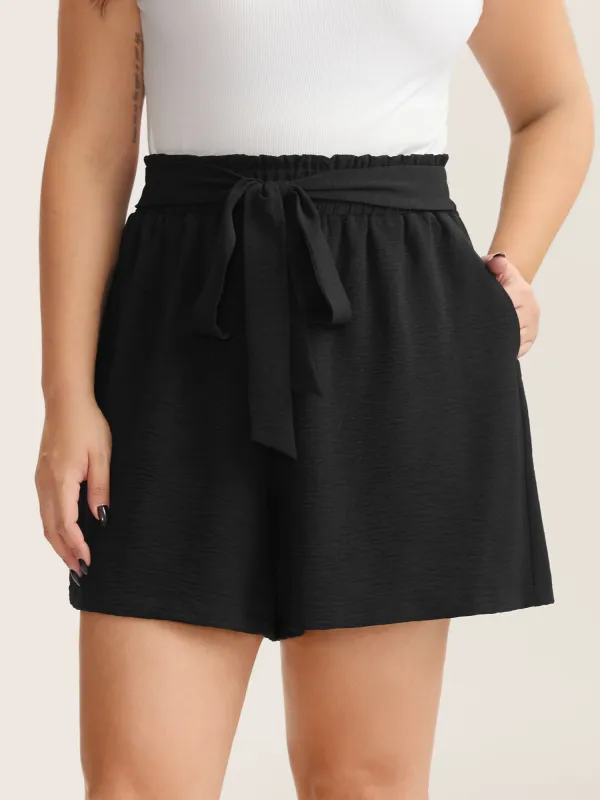 Belted Wide-Leg Solid Shorts sold by Bloomchic