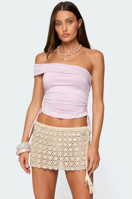 Yafa Asymmetric Off Shoulder Top sold by Edikted