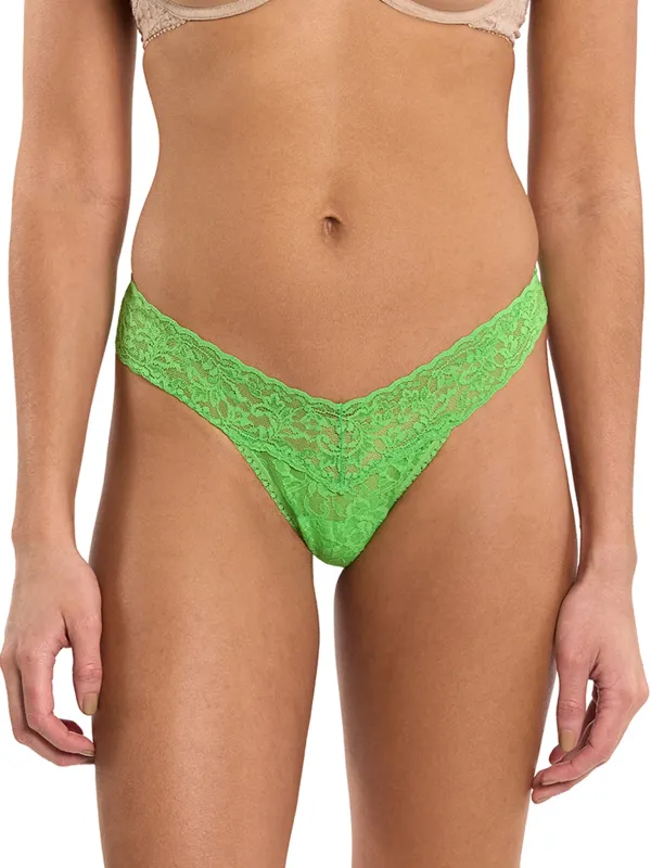 Signature Lace® Low Rise Thong Lucky Me Green sold by Hanky Panky