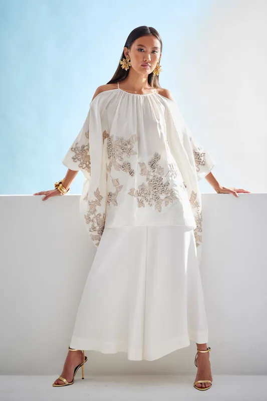 Couture Habotai Embellished Cold Shoulder Silk Top sold by Natori