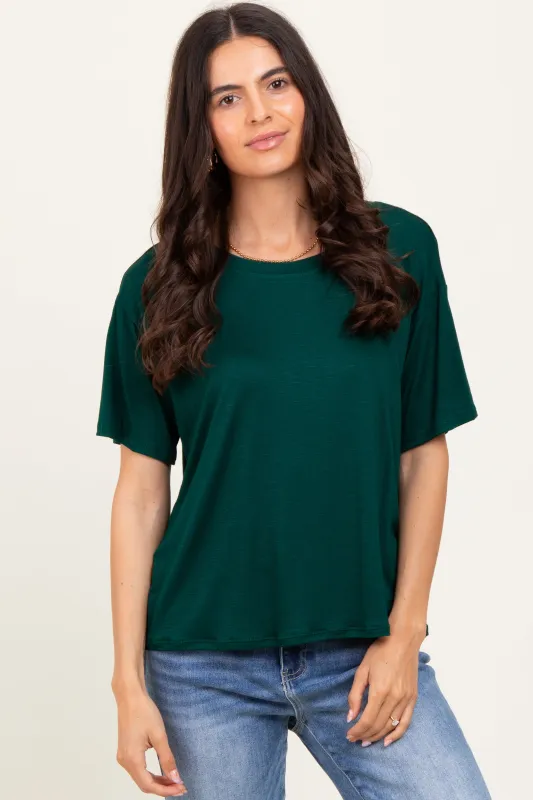 Hunter Green Relaxed Fit Short Sleeve Tee sold by Pinkblush