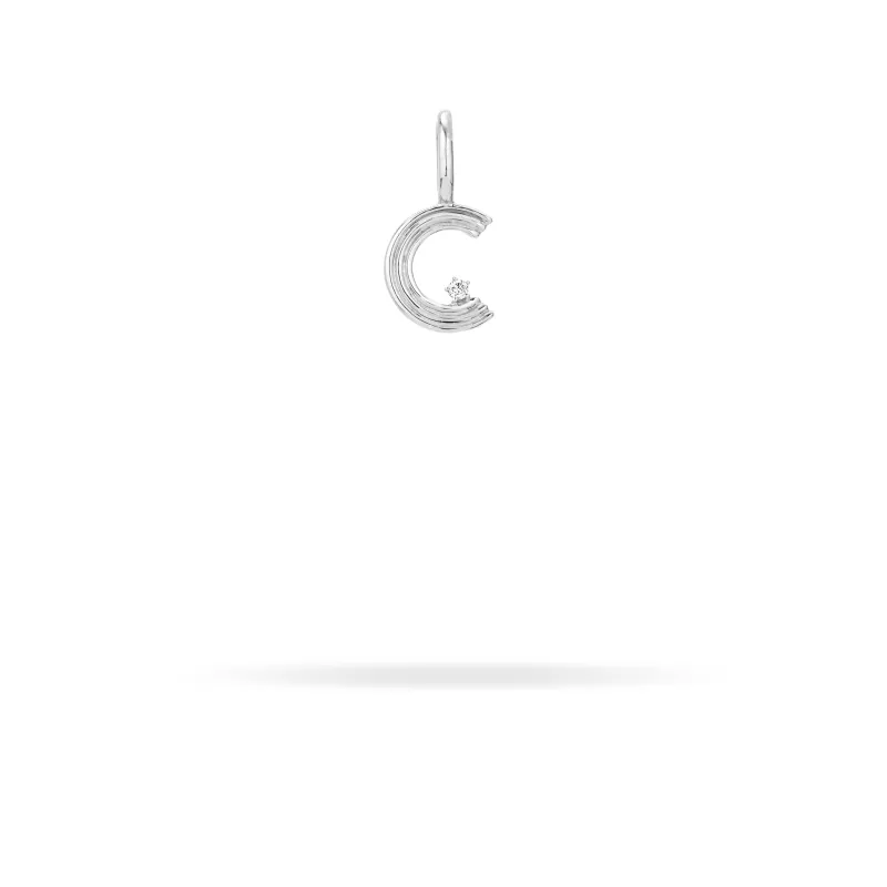 Groovy Diamond Initial Mini Charm C in Sterling Silver sold by Adina Reyter