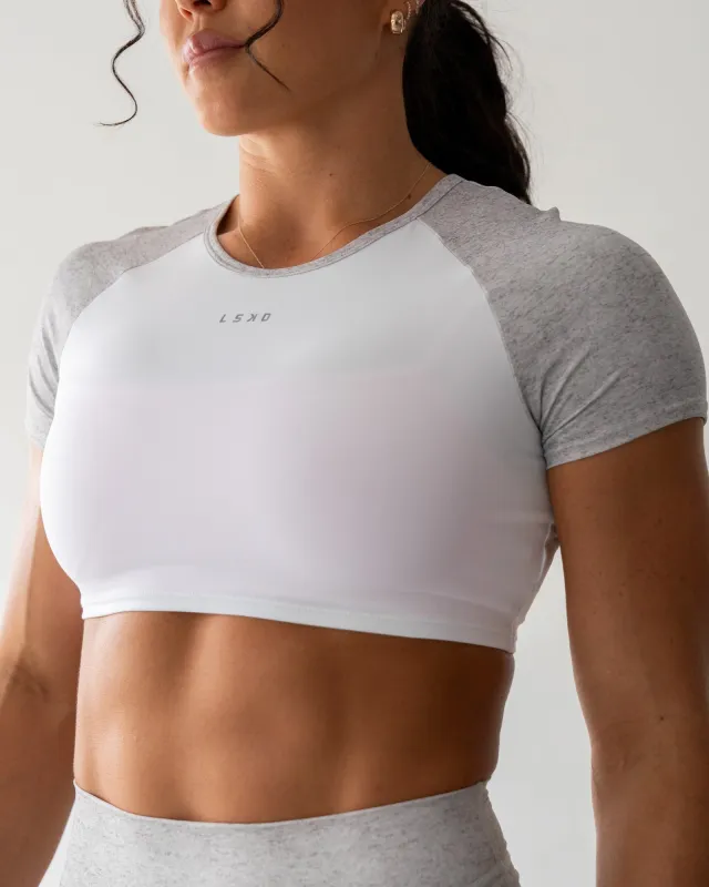 Run With It Ultra Cropped Tee - White-Grey Marl sold by LSKD
