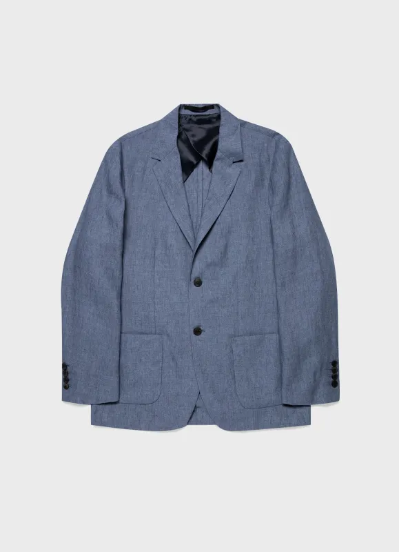 Men's Linen Blazer in Soft Denim Melange sold by Sunspel