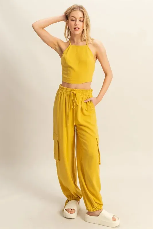 HYFVE Crop Top and Cargo Pants Set sold by Charming Charlie